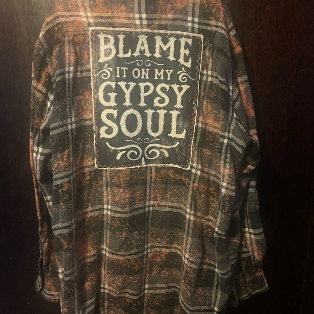 Angry Minnow flannel Shirt Graphic Back Minnow 2XL